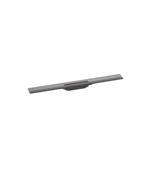 Duschrinne in schmalem Design, geeignet zur Wandmontage. Oberfläche in Brushed Black Chrome. Hersteller: Hansgrohe.